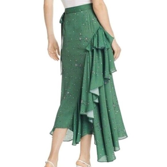Preen Line By Thornton Bregazzi Women's Green Waterfall Wrap Skirt XS - Picture 9 of 9